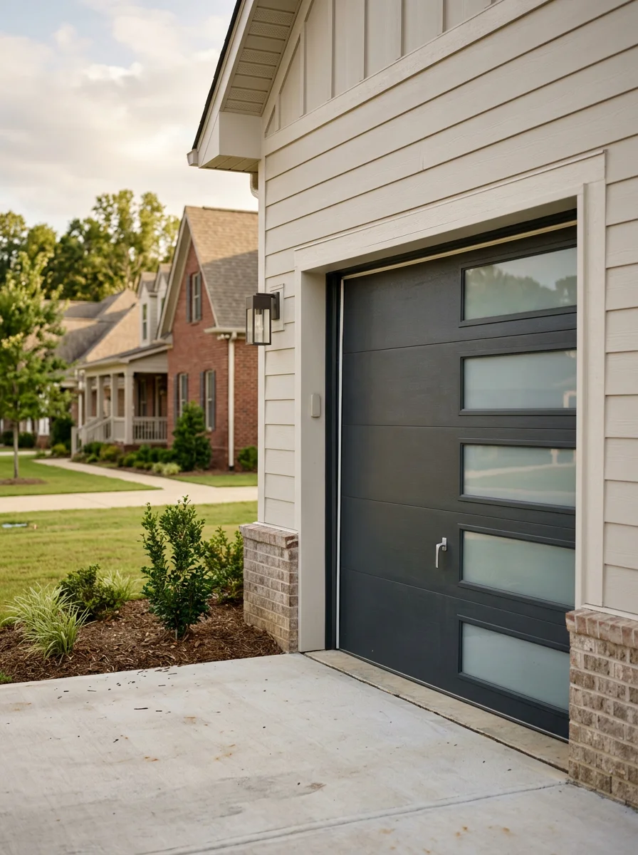 New construction garage door installation in Stapleton subdivision